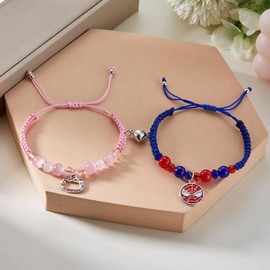 Wnddle Matching Bracelets for Couples, Best Friends, Pack of 2 Magnetic Couples Bracelets, Spider Kitty Magnetic Couples Bracelets, Distance Relationship Bracelet,, No