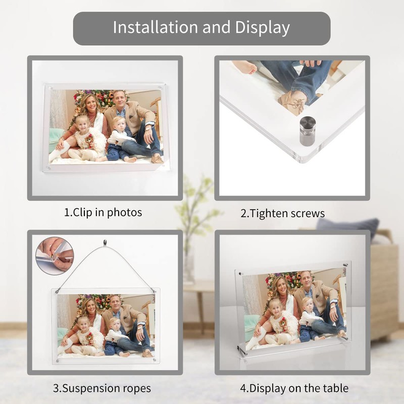 A4 Acrylic Desktop Frame Free Standing Transparent Tabletop Frame,Photography Certificate