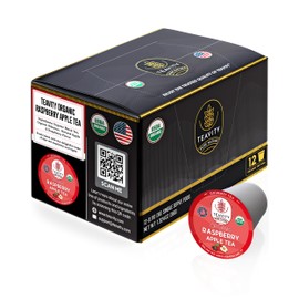 Organic Raspberry Apple Black Tea Pods for Keurig - Naturally Caffeinated Fruit Tea by Teavity (12 Tea Pods)