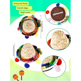 Sonarun 8 Pcs Mini Sombrero Hair Clips Mexican Cinco De Mayo Hairpins Mexican Festival Hair Clips Headbands for Cinco de Mayo Luau Party Supplies Mexican Decor