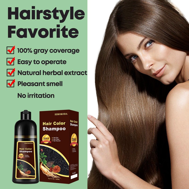 Natural Light Brown Hair Dye Shampoo 3 in 1, Hair