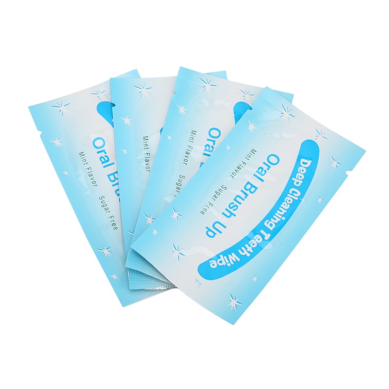 50pcs Disposable Finger Teeth Wipes Travel Portable Cleaning Dirt Removal