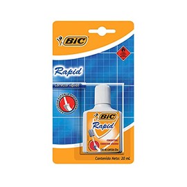 BIC, Corrector Líquido Rapid con Aplicador de Esponja, Secado Rápido, 1 pieza de 20 ml