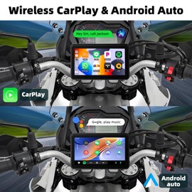SIXTOP Motorcycle CarPlay Screen with Wireless Apple CarPlay Android Auto, 6 Inch Waterproof Touch Screen, GPS Navigation for Motorbike Support Dual Bluetooth, Mirror Link, EQ, Siri Voice Control