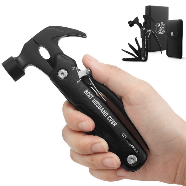 SURVIVE HERO Husband Gifts for Husbband – Mini Hammer Multitool,