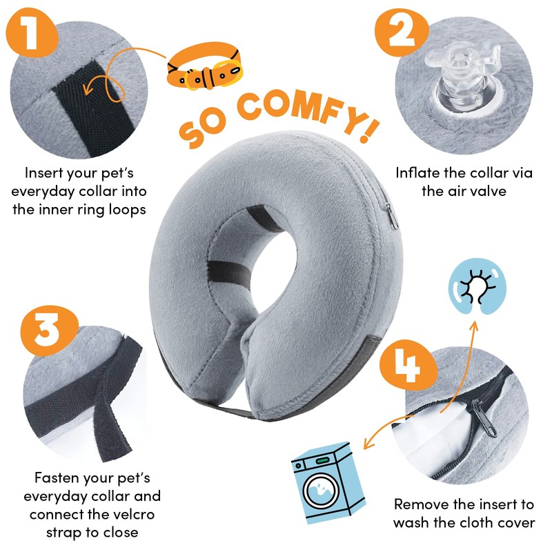 BENCMATE Protective Inflatable Collar for Dogs and Cats - Soft