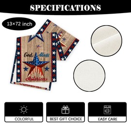4th of July Table Runner Fourth of July Table Cover USA Red White and Blue Patriotic Decor Memorial Day Independence Day Decorations for Home Party