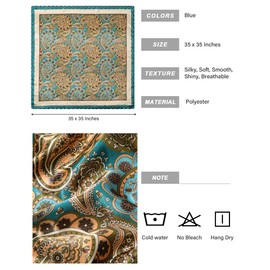 AWAYTR 35” Satin Head Scarf for Women Like Silk Scarf for Hair Scarf Satin Hair Bandana Women Headscarf Hair Wrap Scarf Neck (Blue)