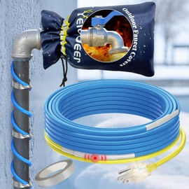 YeloDeer 6 FT Heat Tape for Water Pipes Kit With Outdoor Faucet Covers for Winter Pipe Freeze Protection, Self Regulating Heater Trace Cable 7.1"W X 10.7"H Larger Size Hose Bib Covers 5W/Ft 120V
