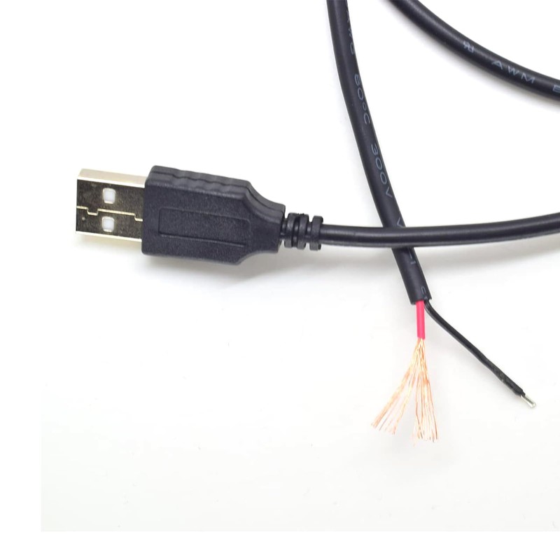 2pcs 1M/3.3Ft 20AWG USB 2.0 Male Plug 2pin Wire DIY