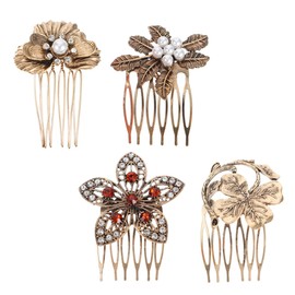 FOMIYES 2sets Chic Hair Comb Hair Accessories for Girls Vintage Pearl Diamond Headdress Decorations 4pcs*2