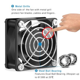 GDSTIME 60 mm Fan 220 V EC 230 V 60 x 25 mm Axial Fan Dual Ball Bearing 60 mm 240 V Fan 5000 rpm Brushless Cooling Fan for Fan Replacement Ventilation