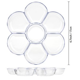 Foraineam 30 Pack Plastic Paint Tray Palettes, 7 Well Flower Petal Painting Dish Watercolor Mixing Palette, Artist Clear Paint Holder Tray Craft Supplies for Oil Acrylic Watercolor Gouache
