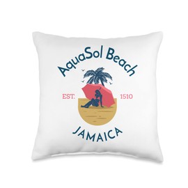YO MINUS AquaSol Beach Montego Bay St. James Jamaica Throw Pillow, 16x16, Multicolor