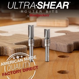 Ultra-Shear Template Pattern Flush Trim Router Bits, 1/4 SH, 3/8 CD, 3/4 CL, 2 FL, Dual Bearings, Carbide Tipped, USA Made - US237534TP