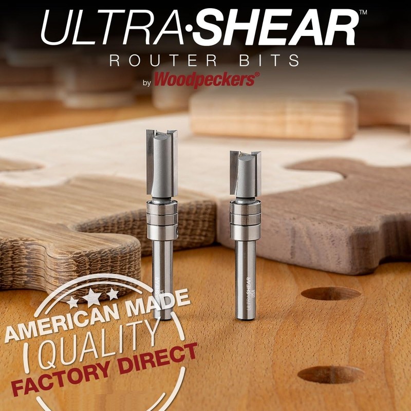 Ultra-Shear Template Pattern Flush Trim Router Bits, 1/4 SH, 3/8