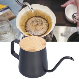 350ml Stainless Steel Coffee Pot Long Narrow Spout Manual Coffee Making Kettle with Bamboo Lid Gooseneck Coffee Pour Over Kettle Gooseneck Pitcher Kettle Thin Spout