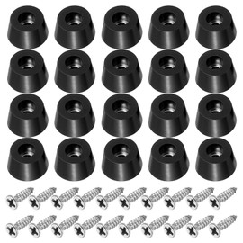 PATIKIL Rubber Feet 20 Sets 0.59"x0.31" Pads with Stainless Steel Washers and Screws for Kitchen Appliances Furniture Black