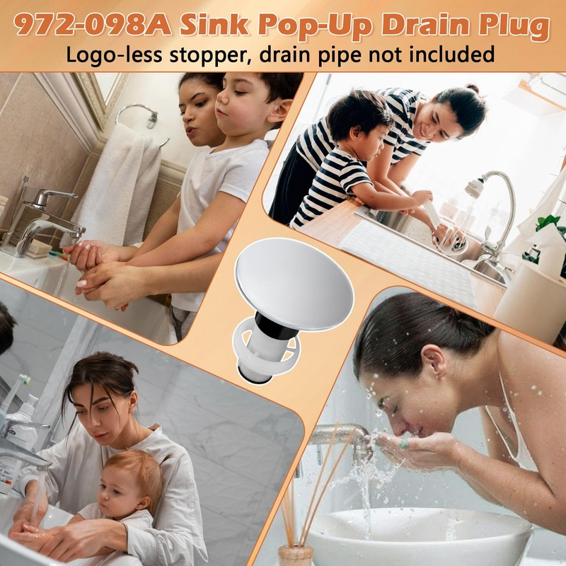 972098A Drain Stopper Polished Chrome Sink Stopper, Drain Sink Plug