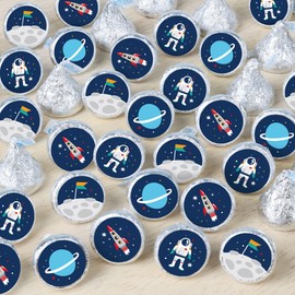 Big Dot of Happiness Blast Off to Outer Space - Rocket Ship Baby Shower or Birthday Party Small Round Candy Stickers - Party Favor Labels - 324 Count