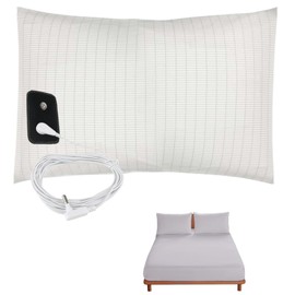 OuDiLee Grounding Pillowcase UK, Earthing Pillowcase UK 95% cotton and 5% soft silver thread (Standard UK Size) for Better Sleep and Natural Wellness with 5m UK Plug Cord (White)