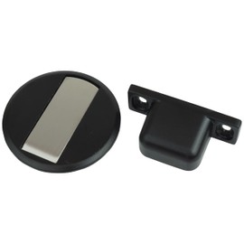 prendre PR-MAGSTO-BK Magnetic Door Stopper, Flat, Thin, Door Stopper, Strong, Magnet, Metal for Indoor Doors, DIY Hardware, Catch Door, Door Stopper, Double Sided Tape, Includes Mounting Screws (Black