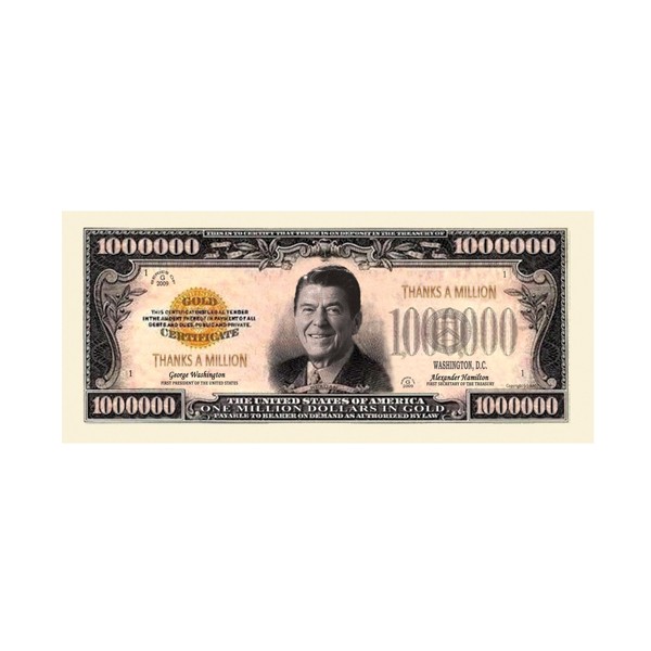 American Art Classics Thanks A Million Dollar Bill Ronald Reagan - (Pack of 5)