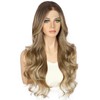 Sapphirwigs Ombre Lace Front Wig Light Brown Synthetic Body Wave