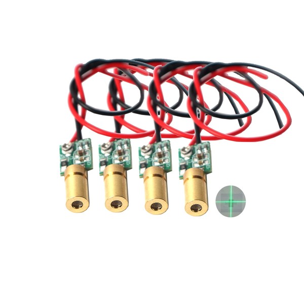 Green line Laser Module Industrial Laser Module Adjustable Focus (6mm-cross-4pack)