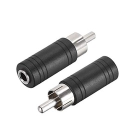 sourcing map 2 Pcs RCA Male to 3.5mm Female Stereo Audio Video Adapter Coupler Black