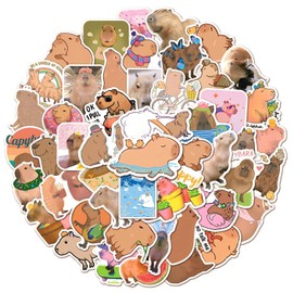 Capybara Vinyl Stickers 50Pcs for Water Bottles Laptop Computer Skateboard, Cute Sticker Gift for Kids Teens Waterproof