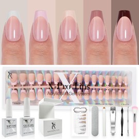 SXC SXC Cosmetics French Tip Press On Nails - Skin Tone Nude and Color Series, Short Coffin X-Pro Tips Starter Kit ST119KIT