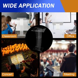 OUKANING Acrylic Podium Stand Pulpits for Churches with a Storage Board Lectern Podium Table for Conference Speech School Weddings Event Reception, 44.9in Height