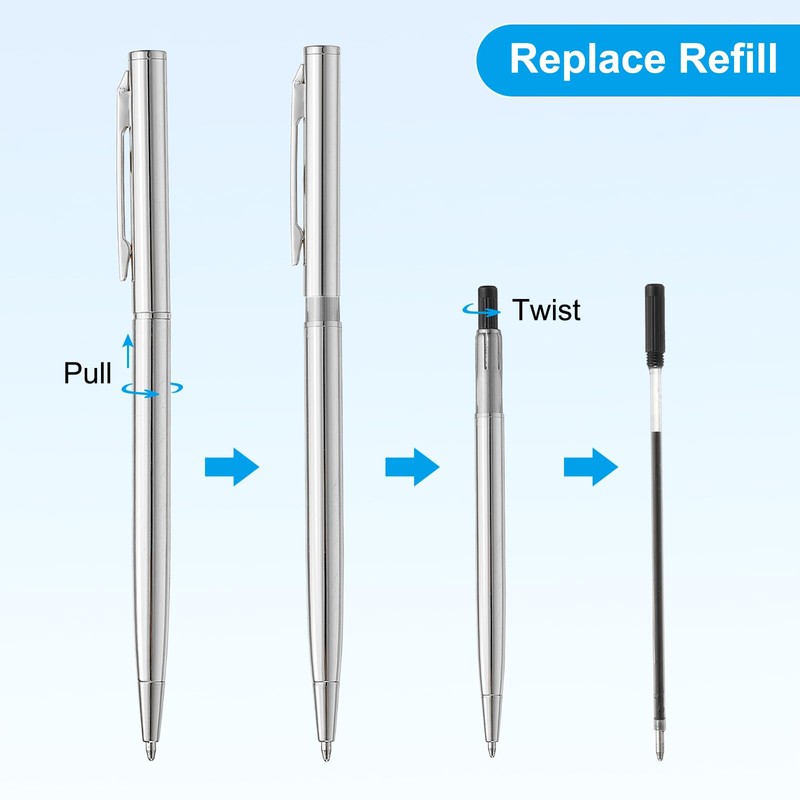 PATIKIL Slim Metallic Ballpoint Pen, 12Pcs Black Ink 1mm Medium