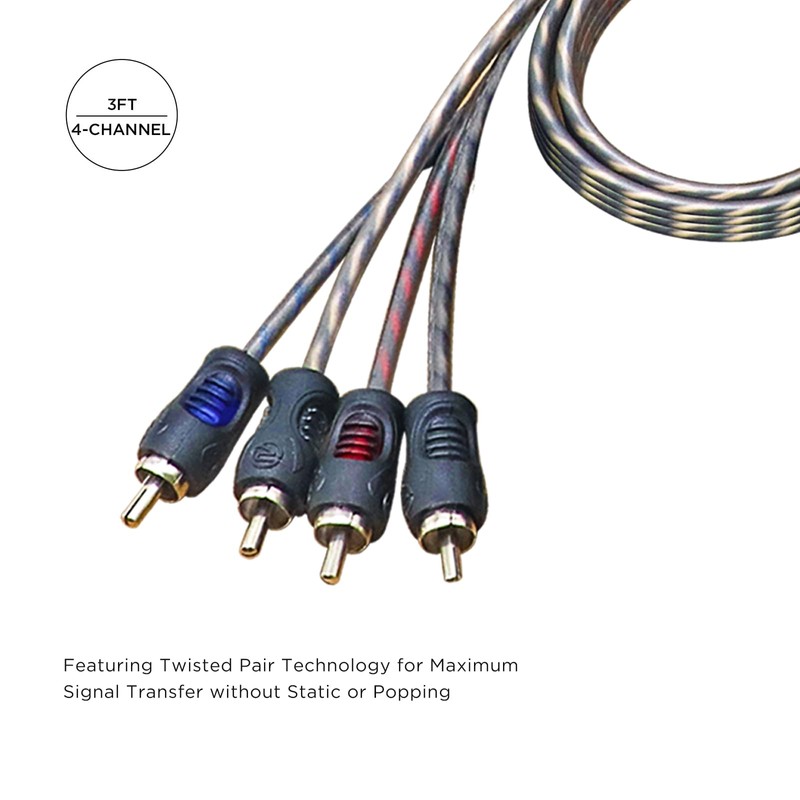 RECOIL RCI43 100% Oxygen Free Copper 4-Channel RCA Audio Cable,