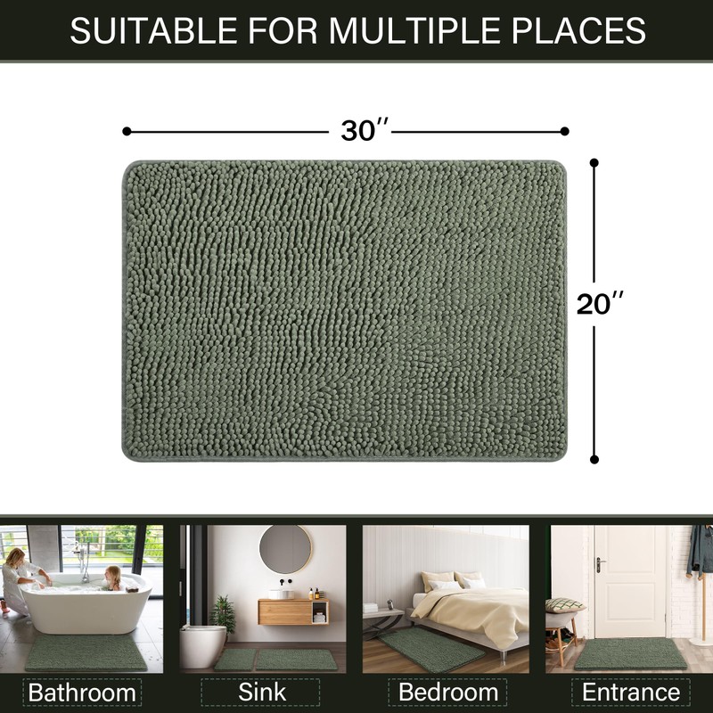 LOCHAS Luxury Bathroom Rug Shaggy Bath Mat 20 x 30