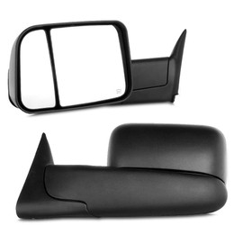ITOPUP Towing Mirrors Fit for 1998-2001 For Dodge For Ram 1500 For Ram 2500 For Ram 3500 Truck Tow Mirrors with Power Control Heated No Turn Signal Light Black 1 Pair of Mirrors Left and Right Side