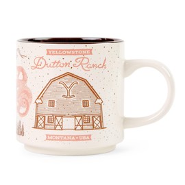Silver Buffalo Yellowstone Dutton Ranch Taza de cerámica | Taza de café para expreso, té, cacao, capacidad para 13 onzas
