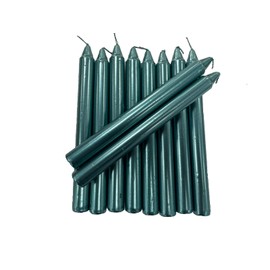 SHINE Dinner Metallic Coat Candles NON-DRIP Tapered Candles Home Party Church 10 PCS (Blue)