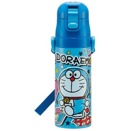 Skater SDC4-A Doraemon Water Bottle, Sticker, 16.5 fl oz (470 ml), Direct Drinking for Kids, Stainless Steel, Sports Bottle