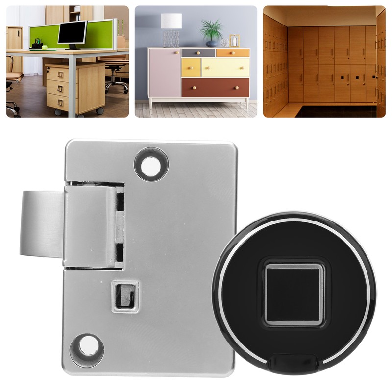 Fingerprint Cabinet Lock Kit Biometric Keyless Locking Anti‑Theft Low Battery