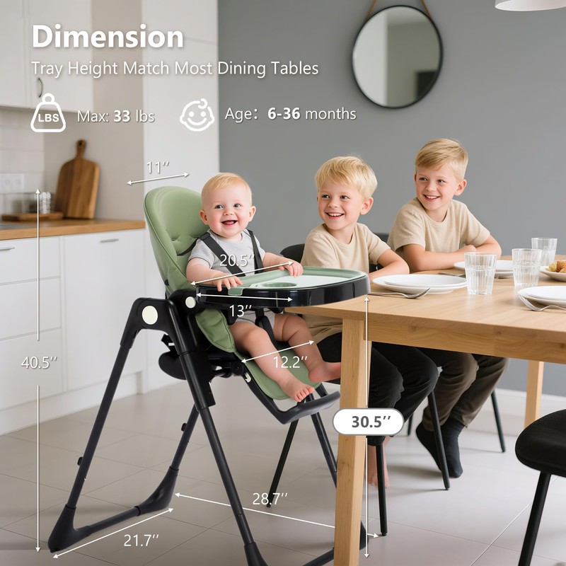 Kinder King Convertible High Chair for Babies & Toddlers, Adjustable