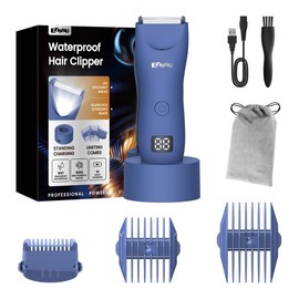 Enssu Electric Groin Hair Trimmer Comfort Makeup Products, Replaceable Waterproof Wet Dry Clippers for  Gift, Wireless Charging Body Skincare Trimmer - Color: Titanium Silver（with dock & LCD）