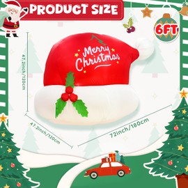 GUDELAK 6FT Christmas Inflatable Outdoor Decoration, Funny Christmas Inflatables Santa Hat Car Decor, Christmas Blow Ups Outdoor with LED Lights, Inflatable Christmas Decorations Outdoor for Car Roof