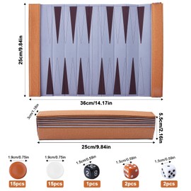 Backgammon Set with Premium Leather Case,Roll Up Travel Backgammon Set with Acrylic Playing Pieces & Wooden Dice Cups,Portable and Folding chess for Adults and Kids,backgammon travel set