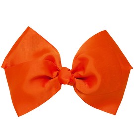 Mia Spirit Bow Barrette | X-Large Grosgrain Ribbon Bow on Auto-Clasp Barrette | Orange | 7.5 Inches Long |for Cheer, Students, Dance, Women 1pc