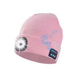 Keains Bluetooth Beanie with Light, Musical Knit Hat with Headphones and Built-in Speaker Mic, Gifts for Men Women Dad