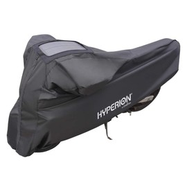 Hyperion XXL Weatherproof Motorcycle Cover with Solar Panel: Fits Large Cruisers and Touring Bikes - Black, Waterproof, Universal Fit