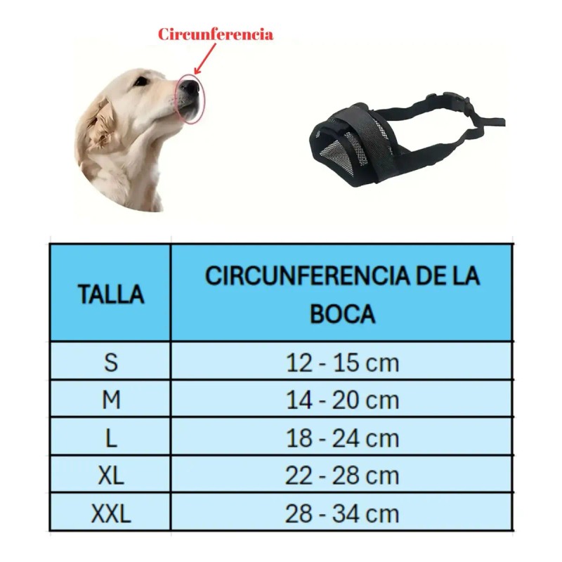 Bozal Para Perro Transpirable Ajustable Antiladridos