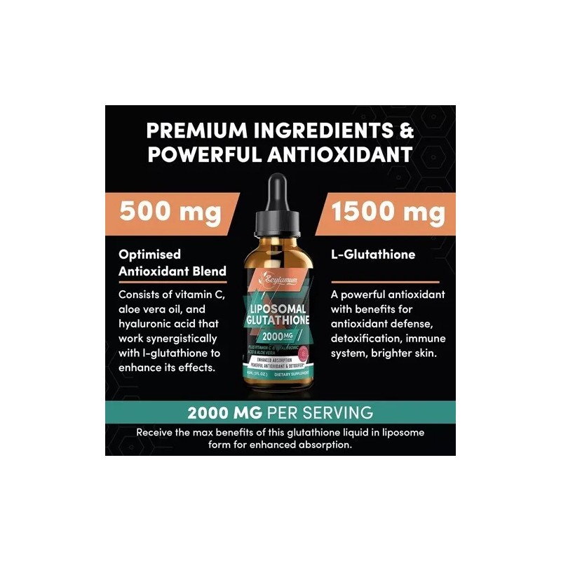 Glutatión Liposomal En Gotas Mayor Absorción 60 Ml, 2000 Mg